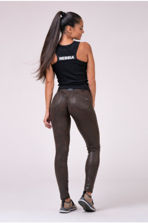 Эффектные женские леггинсы с карманами Nebbia Leather Look Bubble Butt