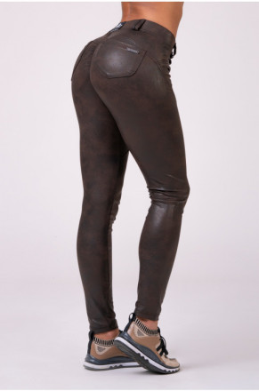 Эффектные женские леггинсы с карманами Nebbia Leather Look Bubble Butt