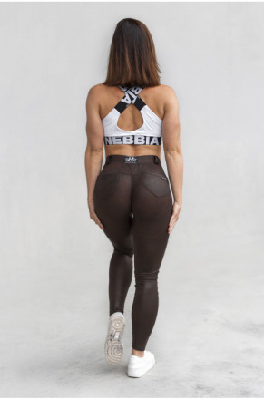 Эффектные женские леггинсы с карманами Nebbia Leather Look Bubble Butt