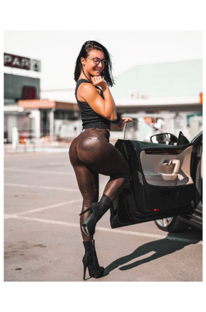 Эффектные женские леггинсы с карманами Nebbia Leather Look Bubble Butt