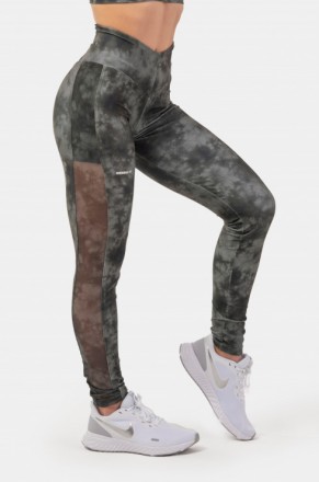Спортивные леггинсы для йоги Nebbia ECO Camo Green Mesh