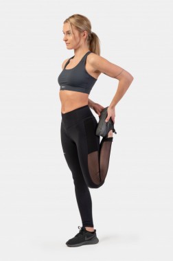 Спортивные женские лосины с капроном Nebbia Black Mesh Design “Breathe”